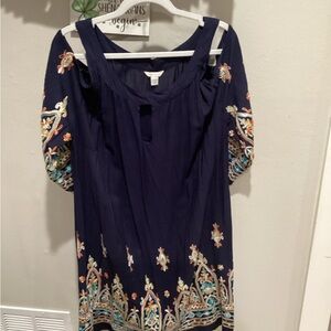 EUC - Cato Navy Embroidered Cold-Shoulder Dress - Worn Twice - Sz 22w/24w!!!